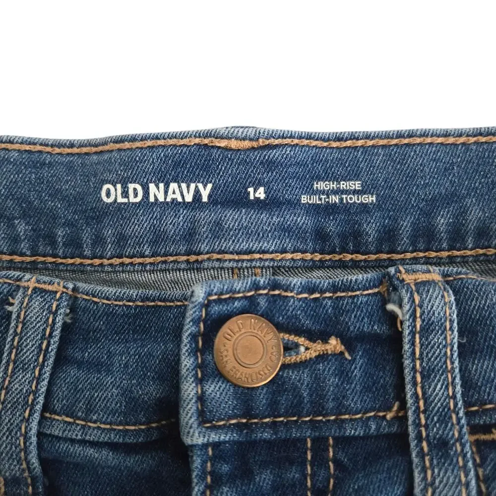 Old Navy Girls High-Rise Built-In Tough Jean Shorts Size 14 Blue Denim 5-Pockets